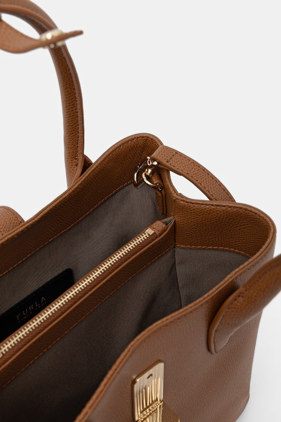 Furla σάκος γυναικείος δερμάτινος Goccia S Tote Base 22 WB01949.ARE000.4557S καφέ
