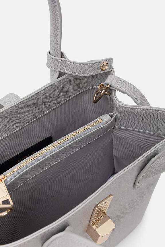 Furla σάκος γυναικείος δερμάτινος Goccia S Tote Base 22 WB01949.ARE000.CRH00 γκρί