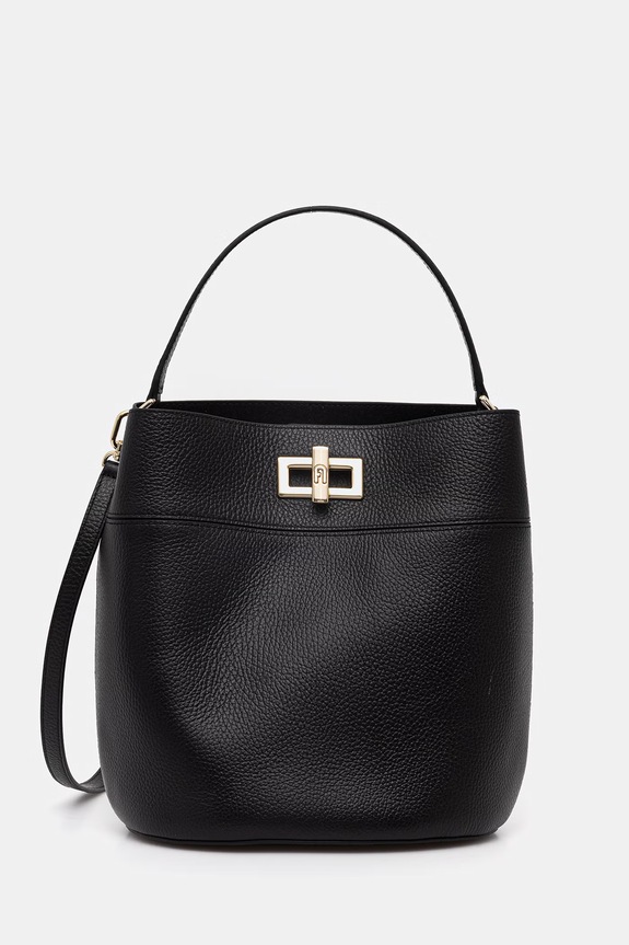 Furla χιαστί Γυναικεία δερμάτινη Amelia M Bucket Bag μαύρο WB01953.HSF000.O6000