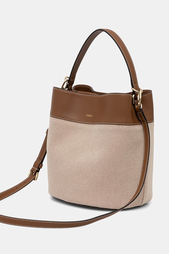 Accessori Furla borsa busta da donna in pelle Amelia M Bucket Bag WB01953.BX3542.TCO00 beige