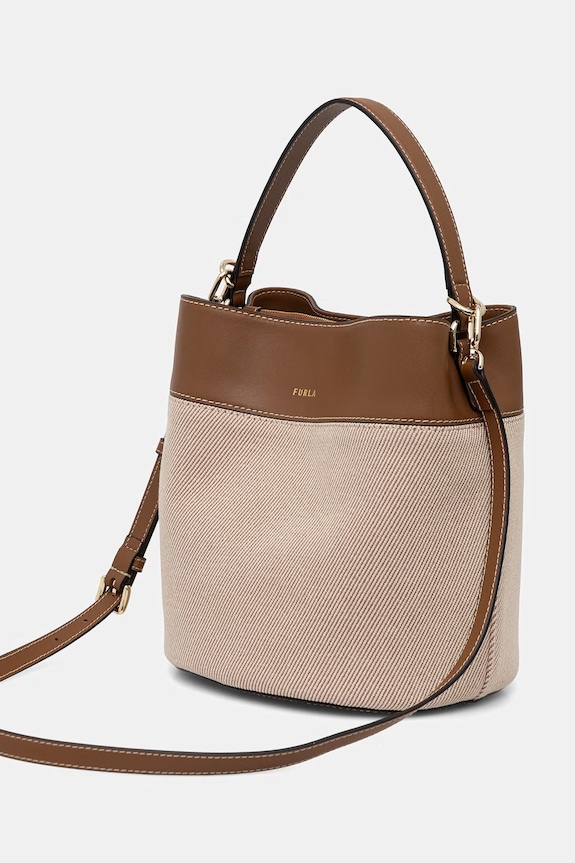 Accessori Furla borsa busta da donna in pelle Amelia M Bucket Bag WB01953.BX3542.TCO00 beige