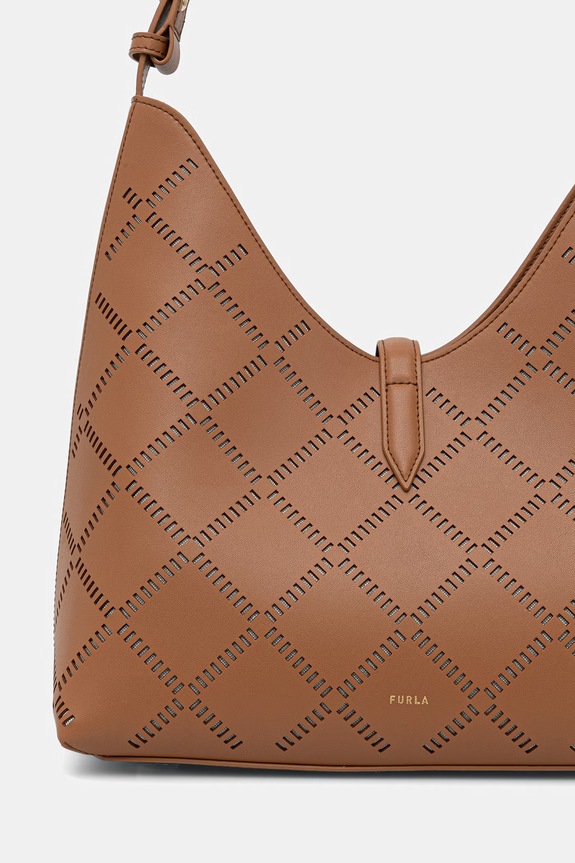 Doplňky Furla hobo kabelka dámská kožená Goccia M Hobo WB01499.BX3947.RY000 hnědá