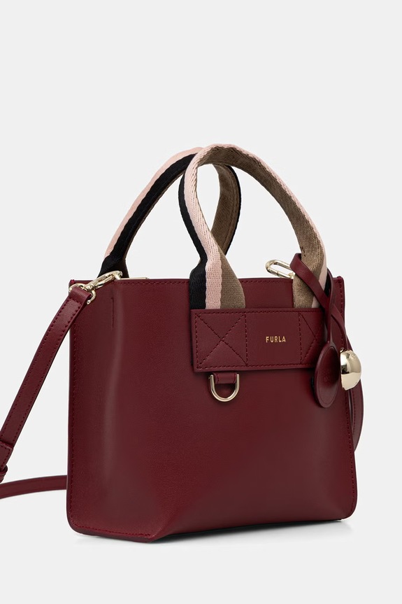 Furla geantă crossbody de damă din piele Divide It Mini Tote WB02068.BX4467.T6G00 burgundia SS26