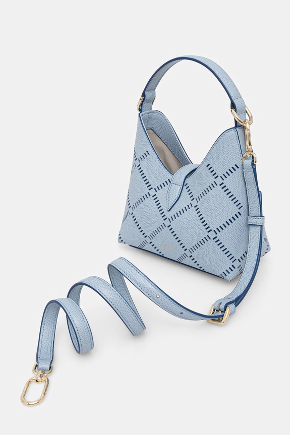 Akcesoria Furla torebka damska skórzana Iride Mini Hobo WE00876.BX4424.4785S niebieski