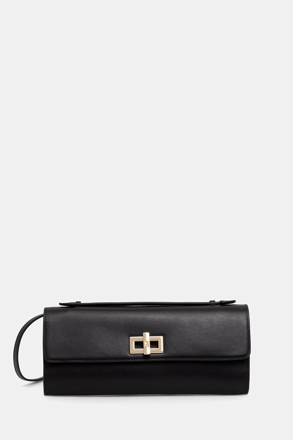 Furla τσάντα κλατς γυναικεία δερμάτινη Clara Crossbody Clutch μαύρο WE00841.AX0733.O6000