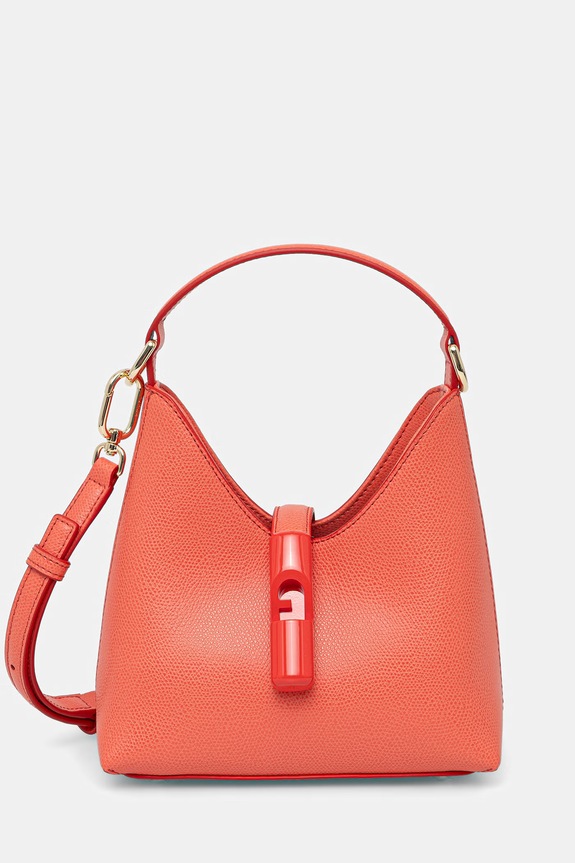 Furla geantă pentru femei de piele Iride Mini Hobo portocaliu WE00876.ARE000.4477S