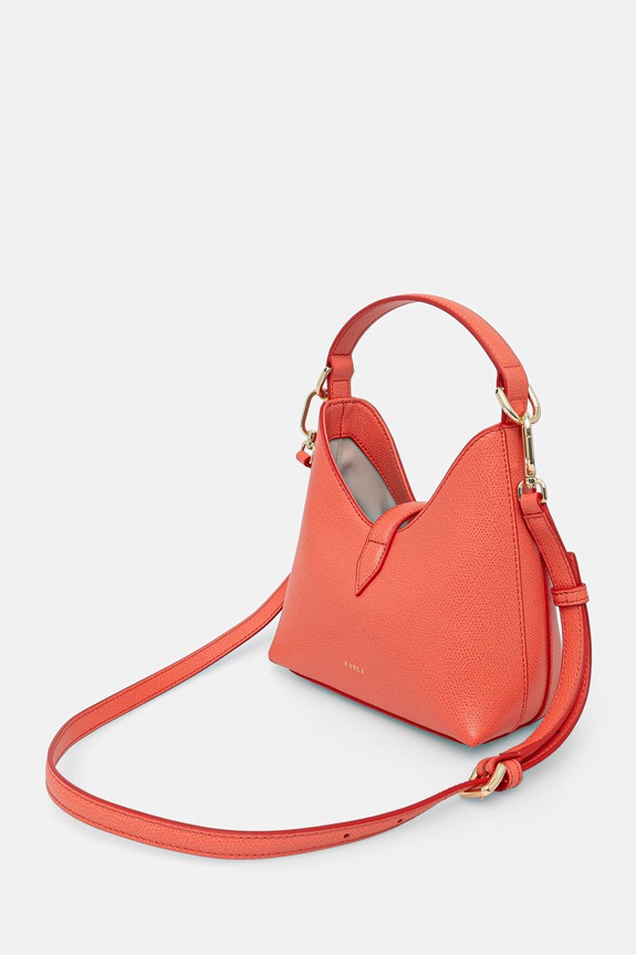 Accesorii Furla geantă pentru femei de piele Iride Mini Hobo WE00876.ARE000.4477S portocaliu