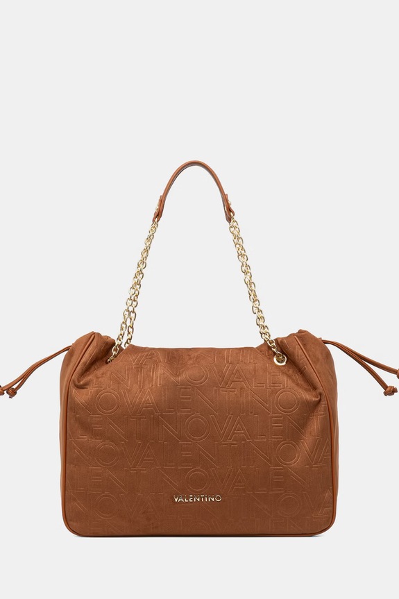Valentino Bags kabelka typu shopper dámska z imitácie semišu MAXI hnedá VBS9U701