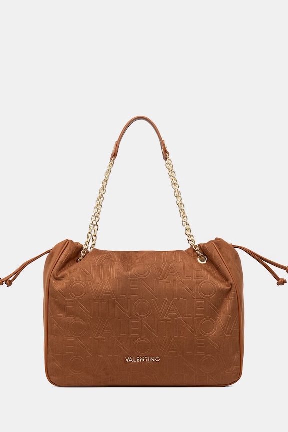 Valentino Bags kabelka typu shopper dámska z imitácie semišu MAXI hnedá VBS9U701