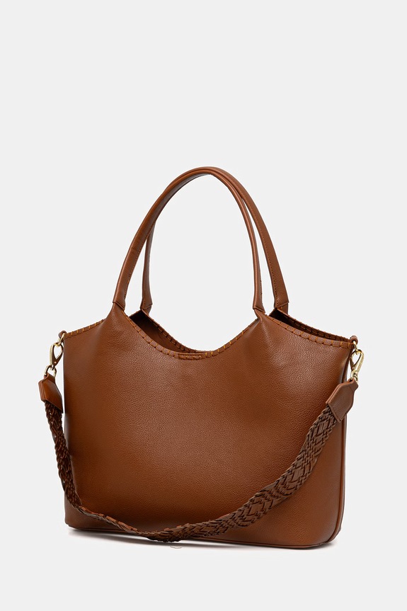 Akcesoria Valentino Bags torebka shopper damska z imitacji skóry ALEKSANDRA VBS9W901 brązowy