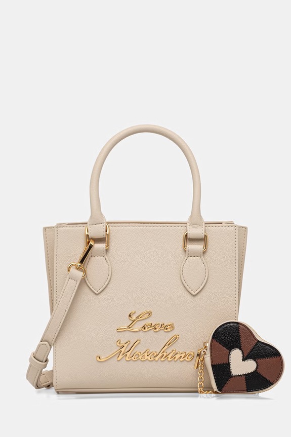 Love Moschino crossbody torba ženska kožna bež JC4274PP0OK1011A