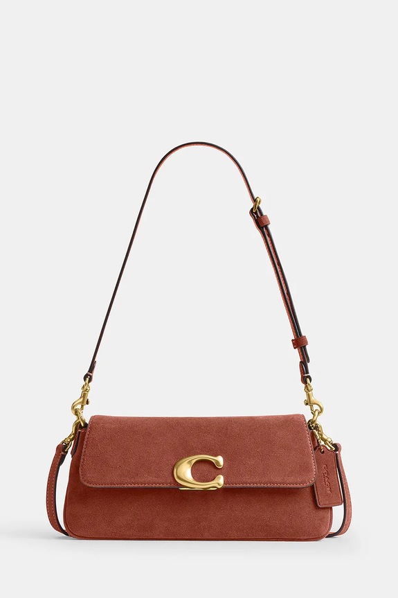 Coach torebka crossbody damska zamszowa Suade Jet Shoulder Bag brązowy CDZ74