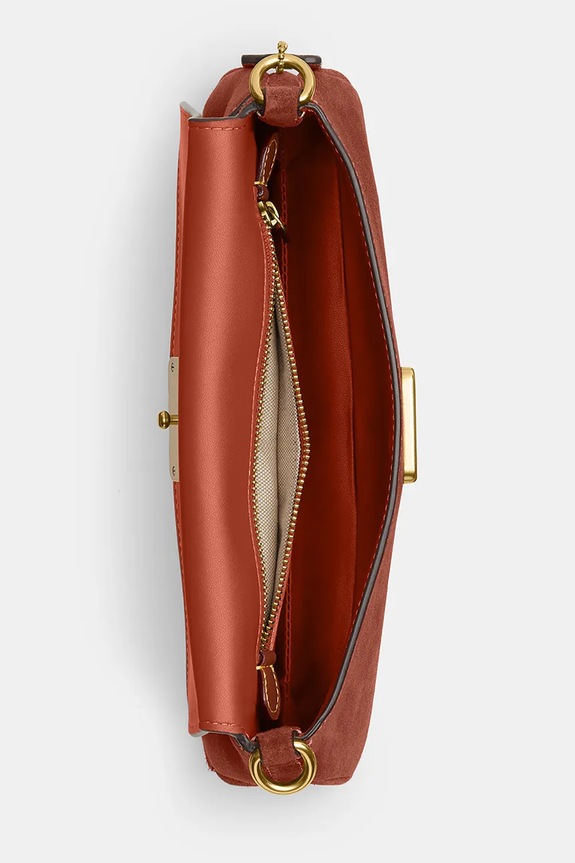 Coach torebka crossbody damska zamszowa Suade Jet Shoulder Bag CDZ74 brązowy