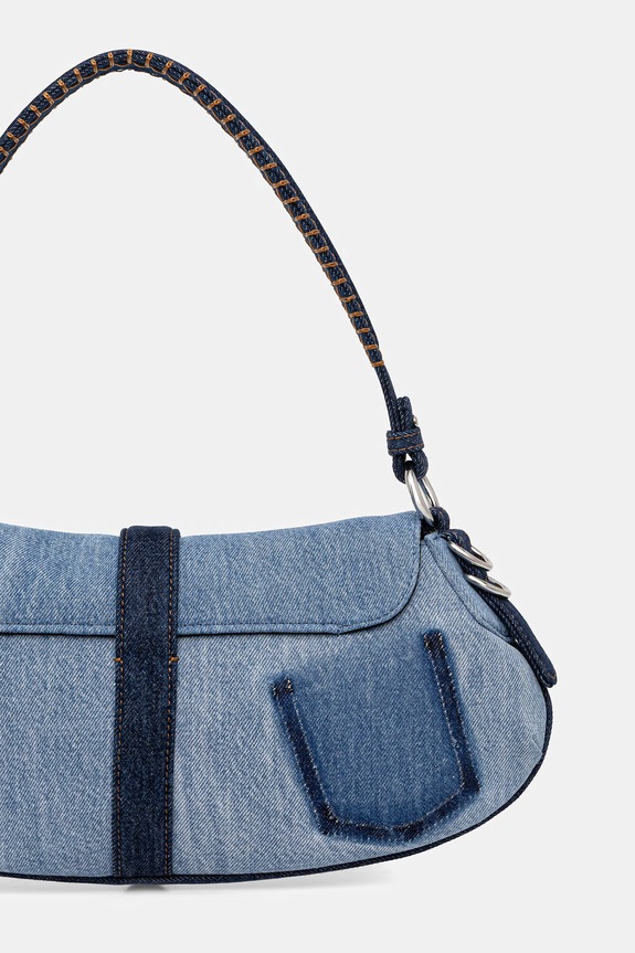 Akcesoria GANNI B-Kat Denim torebka damska jeansowa B2060038 niebieski