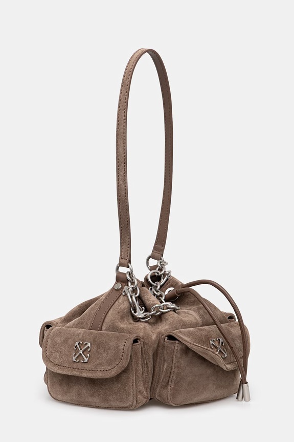 Off-White Dumbo.B drawstring bag women's suede OWMY002S26LEA001 brown SS26
