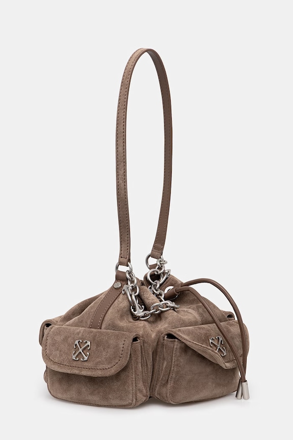 Off-White Dumbo.B drawstring bag women's suede OWMY002S26LEA001 brown SS26