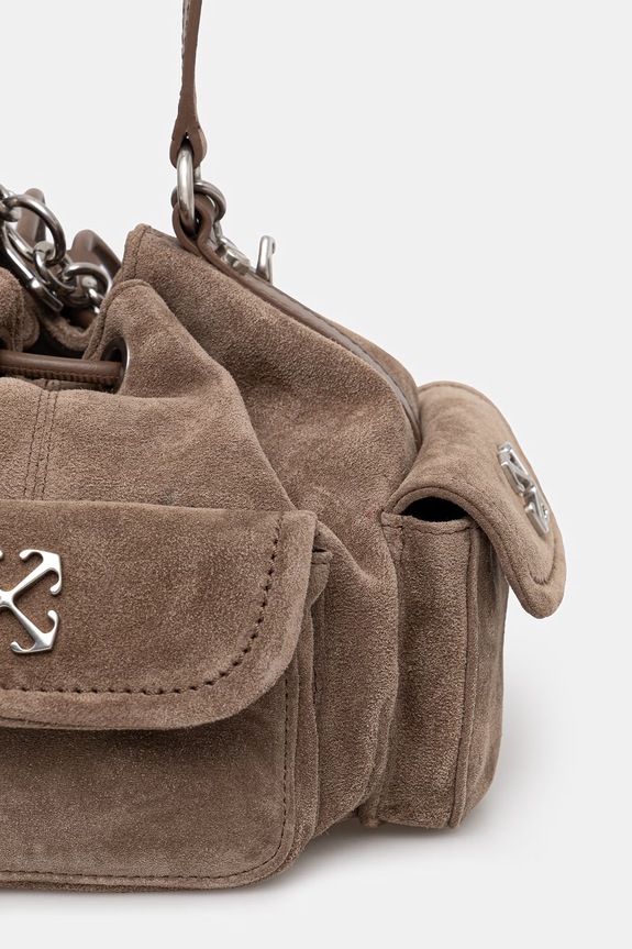 Accessories Off-White Dumbo.B drawstring bag women's suede OWMY002S26LEA001 brown
