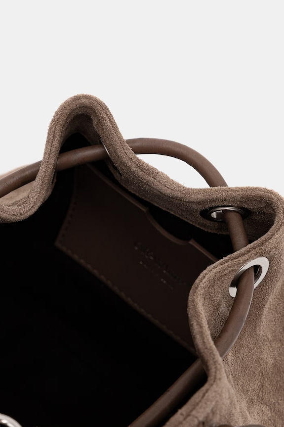 Off-White Dumbo.B drawstring bag women's suede OWMY002S26LEA001 brown