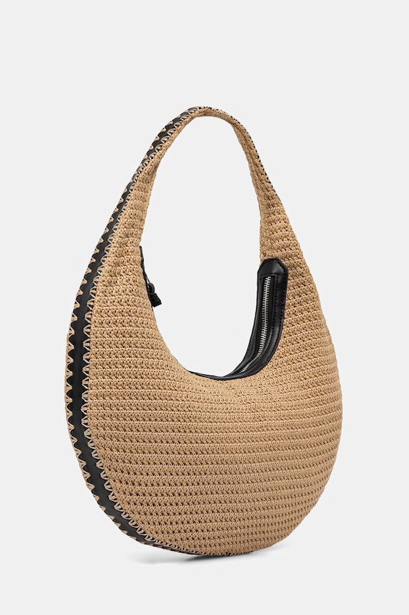Sisley geantă croissant pentru femei împletită 6WUKWY06Q bej SS26