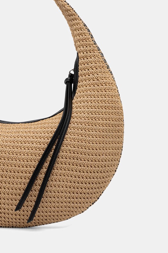 Accesorii Sisley geantă croissant pentru femei împletită 6WUKWY06Q bej