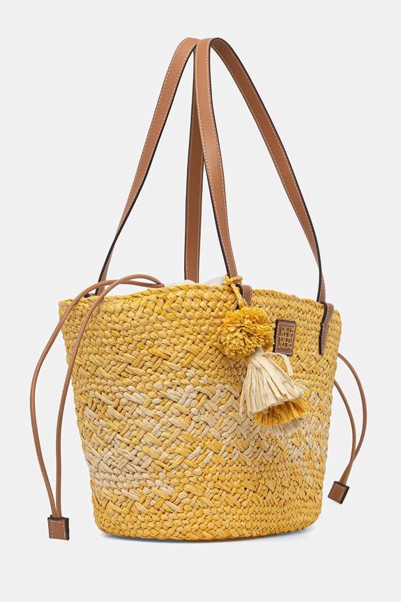 Pedro del Hierro torebka shopper damska pleciona 1113598 żółty SS26
