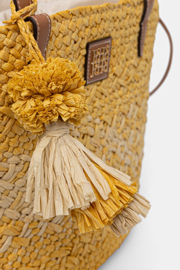 Pedro del Hierro torebka shopper damska pleciona żółty 1113598