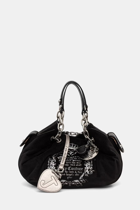 Juicy Couture torebka hobo damska welurowa DAYDREAMER FAIRY czarny BEJD09988WC2