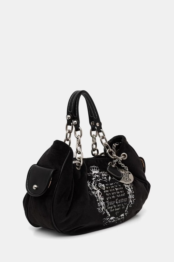 Juicy Couture torebka hobo damska welurowa DAYDREAMER FAIRY BEJD09988WC2 czarny SS26