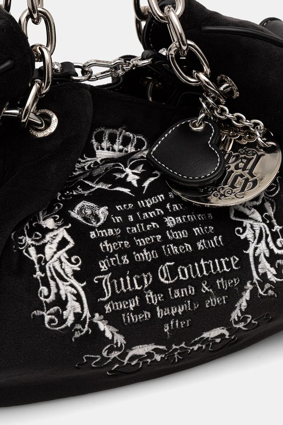 Juicy Couture torebka hobo damska welurowa DAYDREAMER FAIRY czarny BEJD09988WC2