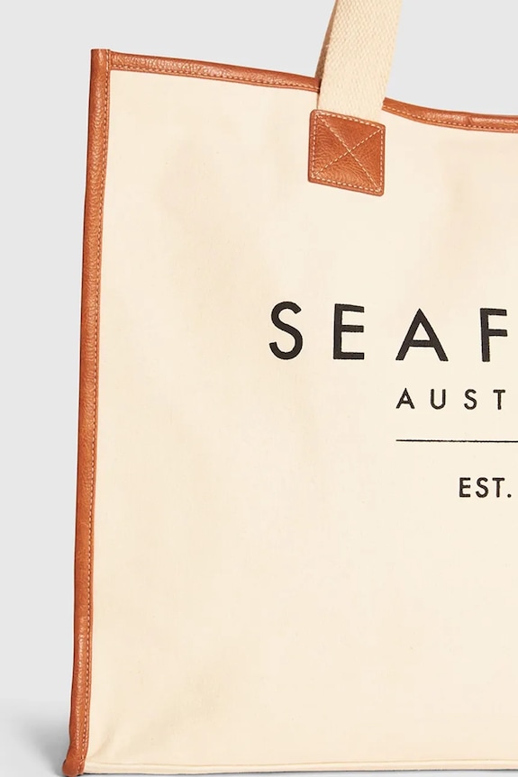 Seafolly geantă tote pentru femei. din bumbac Canvas Tote 71763.BG bej SS26