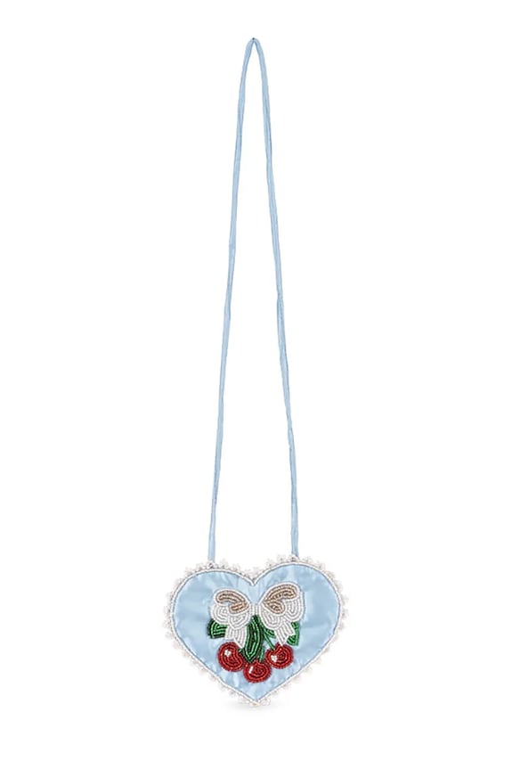 Konges Sløjd detská crossbody kabelka BEADED HEART MINI PURSE KS104686.PPY2 modrá SS26