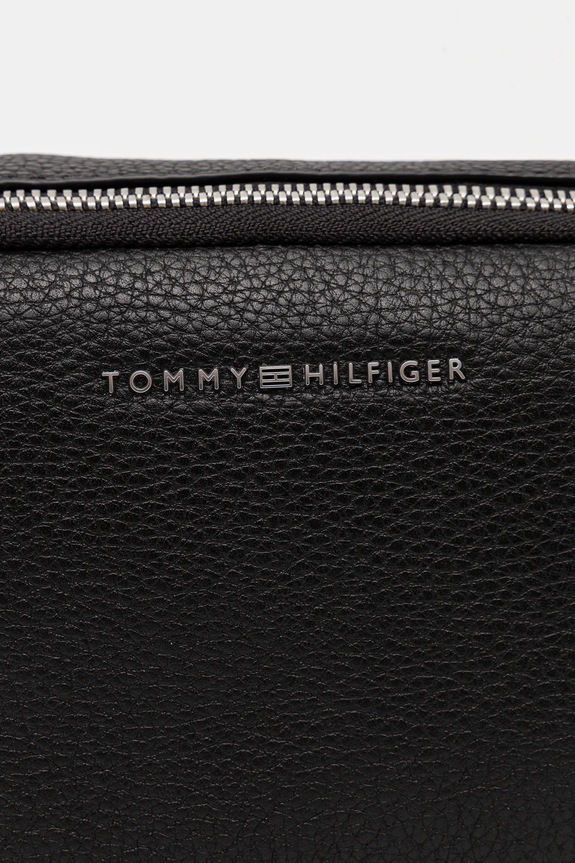 Kožená taška Tommy Hilfiger čierna AM0AM14022