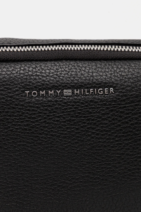 Kožená taška Tommy Hilfiger čierna AM0AM14022