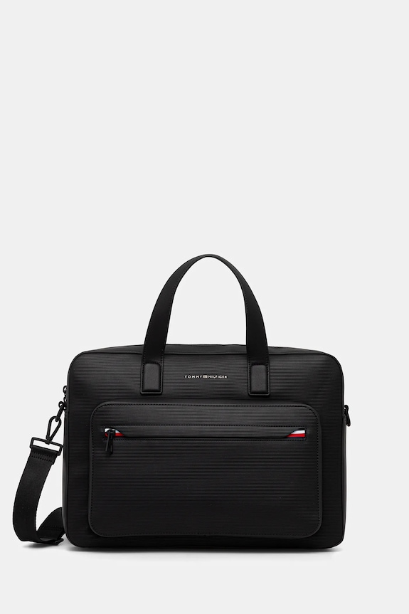 Tommy Hilfiger geantă 39,5 x 29,5 x 7 cm incape in A4 negru AM0AM13991