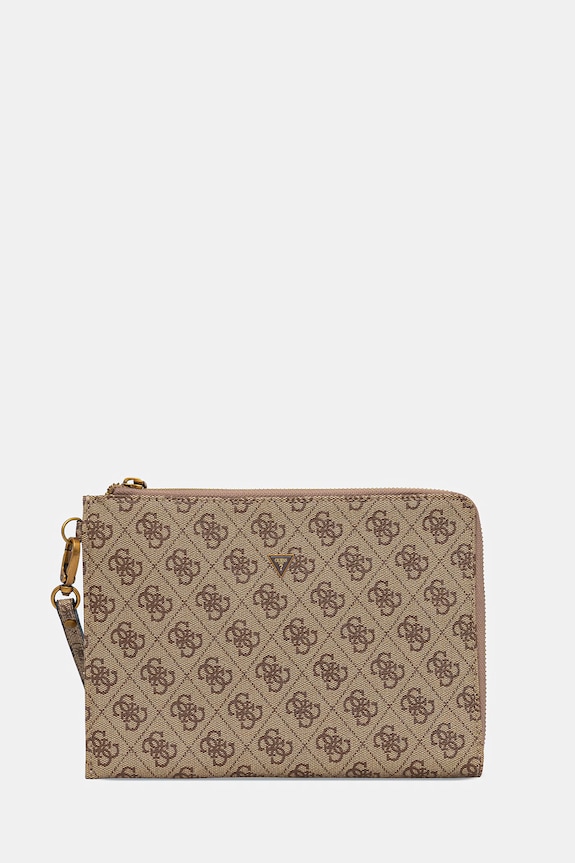 Guess bustina da uomo in similpelle MILANO stampa all-over marrone PMBALO.P5235