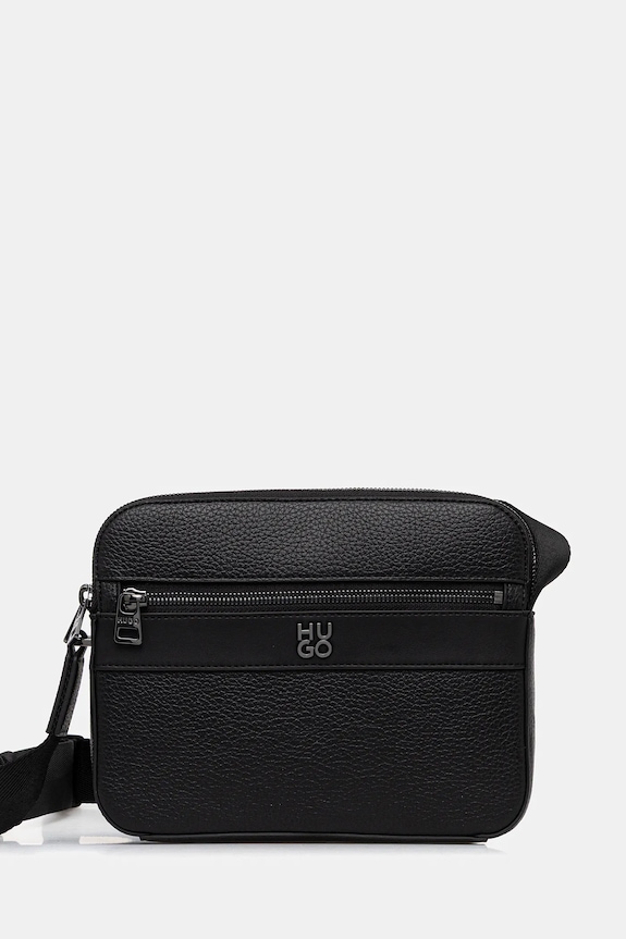 Σακίδιο HUGO Quantic_Crossbody απομίμηση λείου δέρματος μαύρο 50558412
