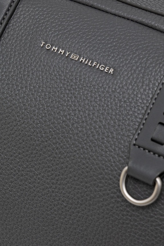Kožená taška Tommy Hilfiger sivá AM0AM14035