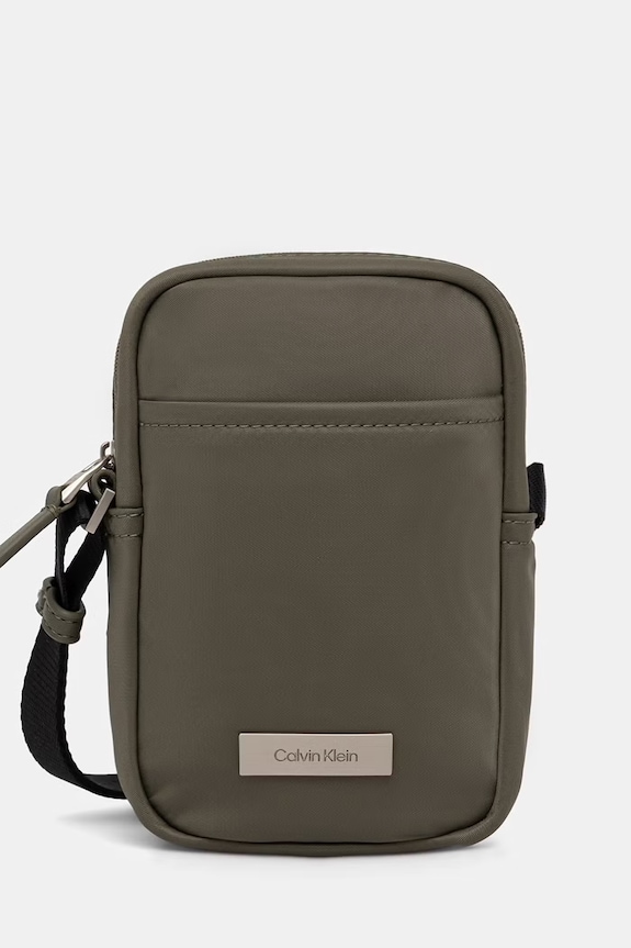 Calvin Klein saszetka męska nie mieści A4 zielony LV04D3233G