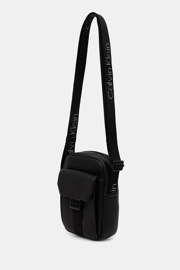 Calvin Klein saszetka męska z imitacji skóry LV04D3281G czarny SS26
