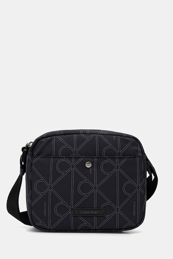 Malá taška Calvin Klein jemný vzor čierna LV04D3350G