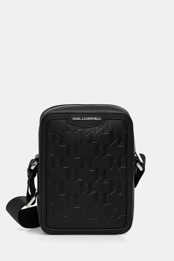 Кожаная сумка Karl Lagerfeld K/LOOM мелкий узор чёрный B1M30210