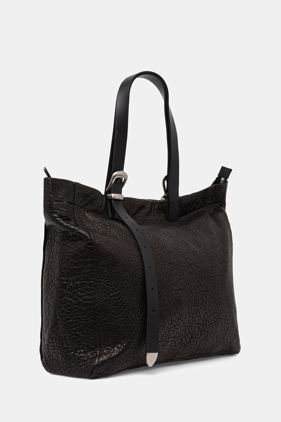 Kožna torba AllSaints M091XD crna SS26