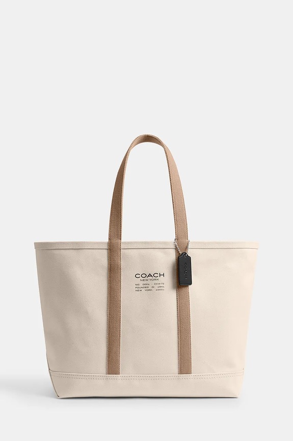 Coach taška bavlněná Utility Tote hladký béžová CCW72