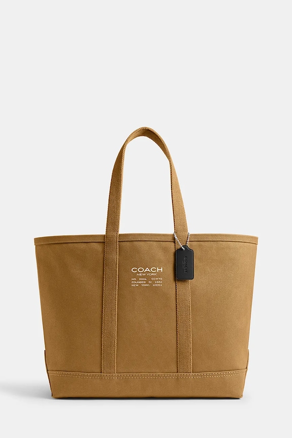 Coach τσάντα βαμβακερή Utility Tote καφέ CCW72