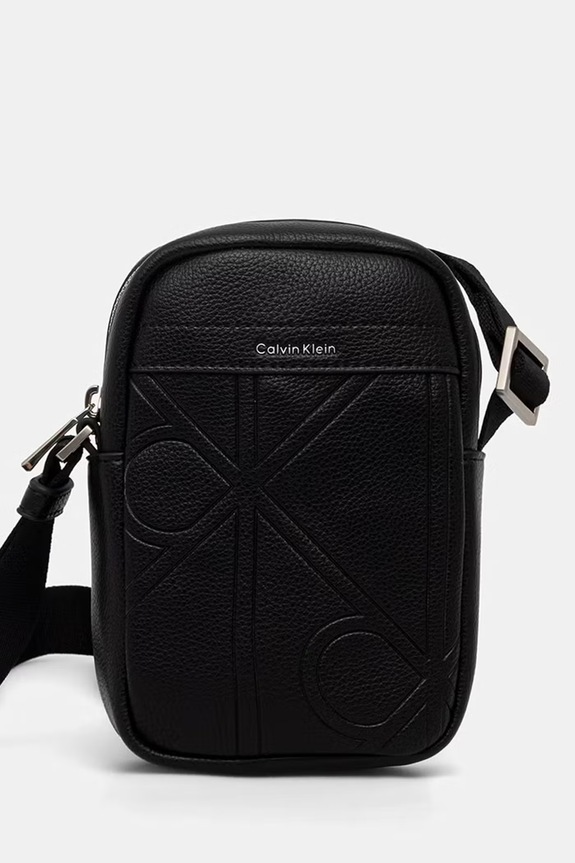Calvin Klein saszetka damska z imitacji skóry czarny LV04D3371G
