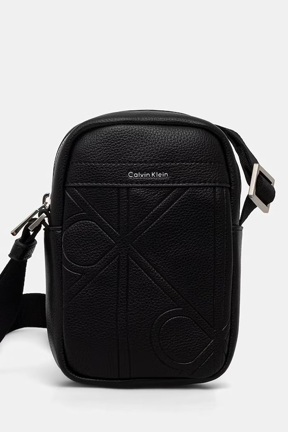 Calvin Klein saszetka damska z imitacji skóry czarny LV04D3371G