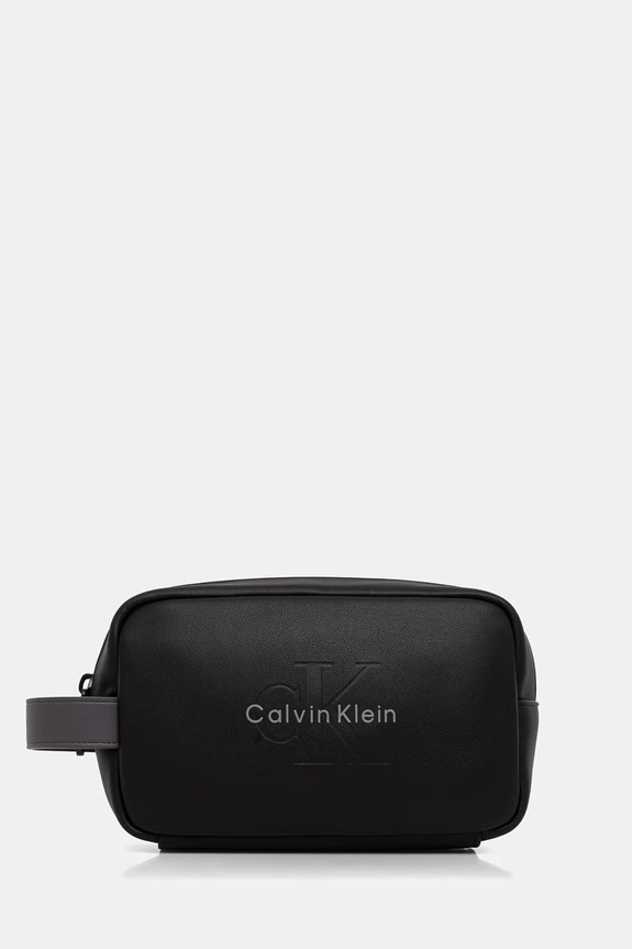 Calvin Klein kosmetyczka męska z imitacji skóry czarny LV04D1238G