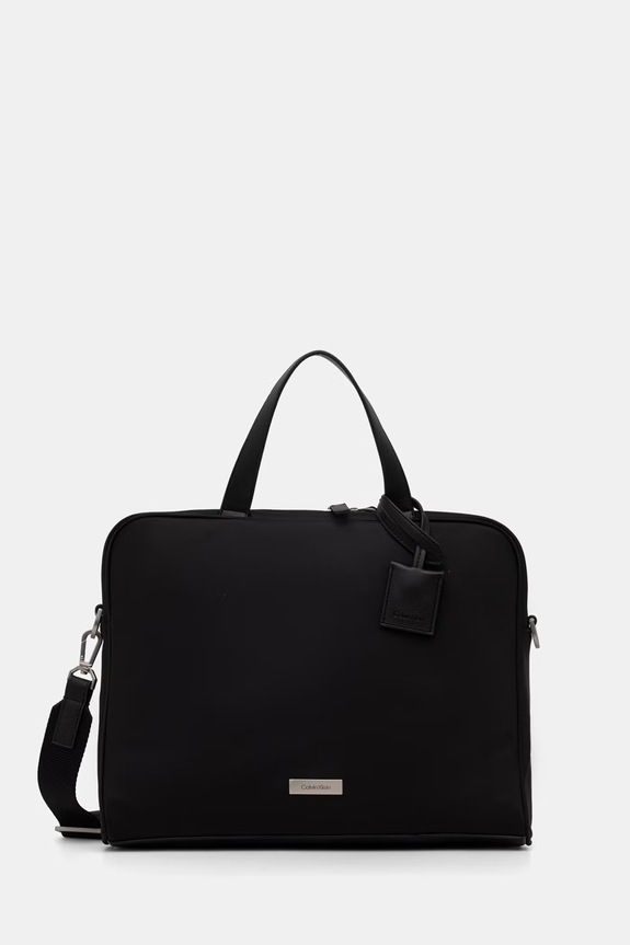 Calvin Klein puzdro na notebook pánske z imitácie kože čierna LV04D3351G