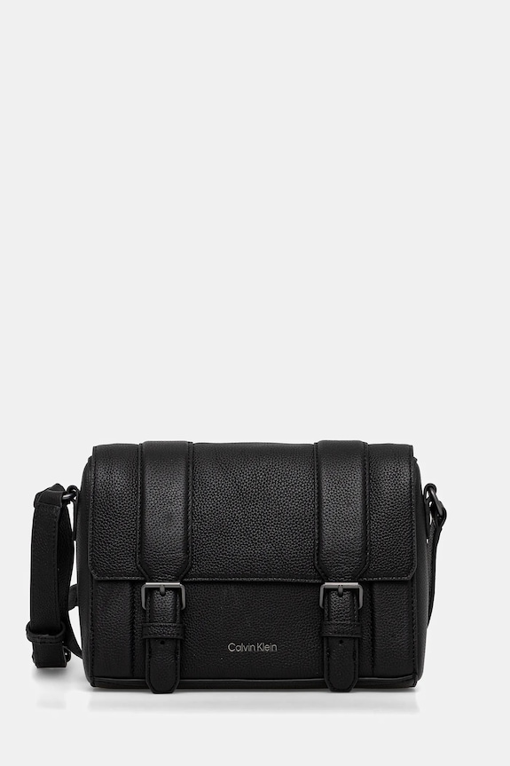 Calvin Klein borsetă de piele uni negru LV04D3162G