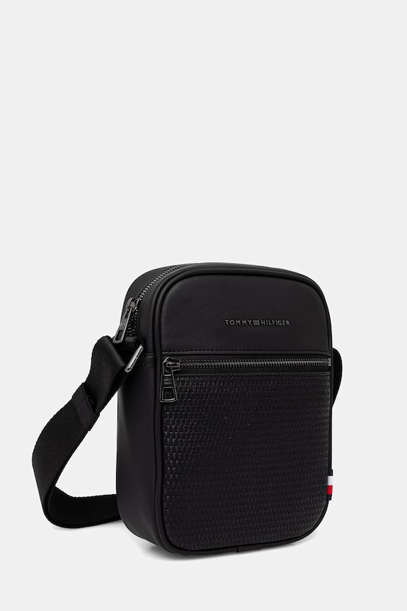 Tommy Hilfiger saszetka na ramię męska z imitacji skóry AM0AM14095 czarny SS26